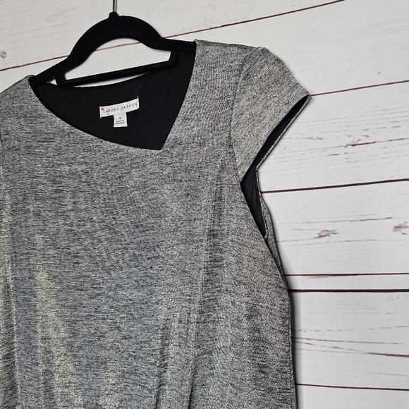 Sandra Darren Black and Silver Chevron Mini Dress - Picture 6 of 12